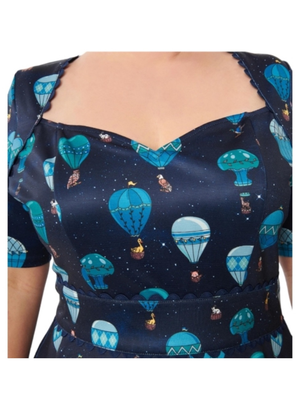 Unique Vintage Animals in Hot Air Balloon Dress - Size 18 - Picture 2 of 7
